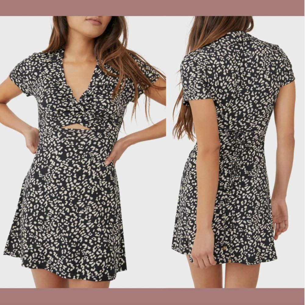 NEW $128 Free People [ SZ Medium ] Marsaille Short Sleeve Cutout Minidress #6007